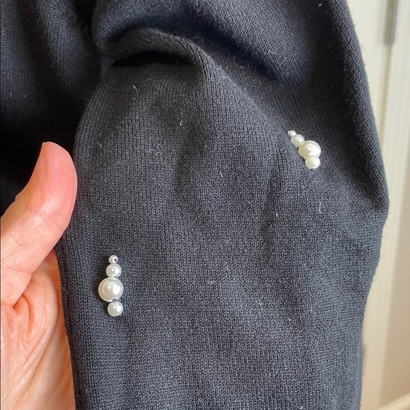 Milly Black Knit sweatshirt with pearl embellished sleeves - Picture 12 of 12